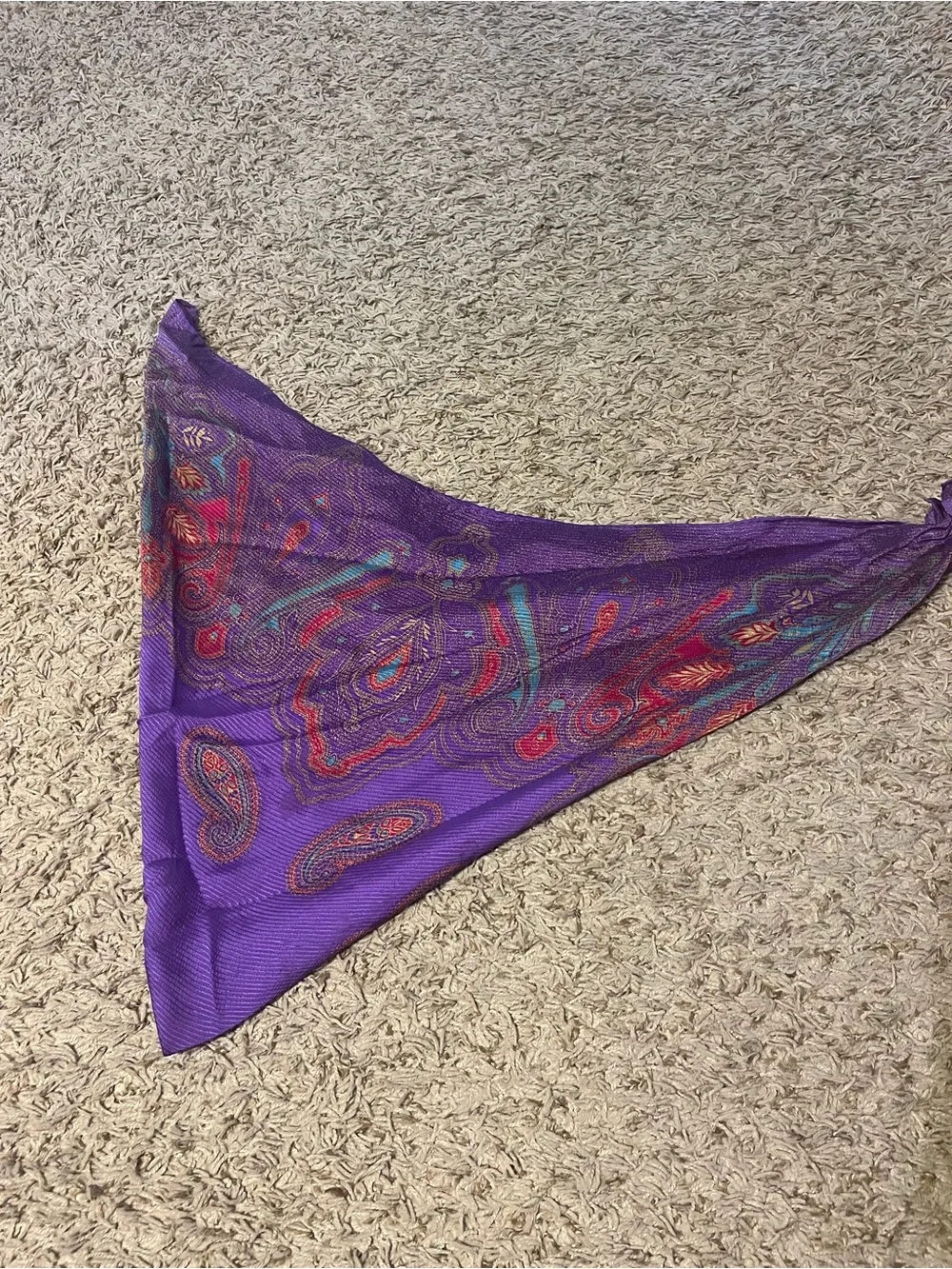 Purple Paisley Triangle Scarf - Women Accessories